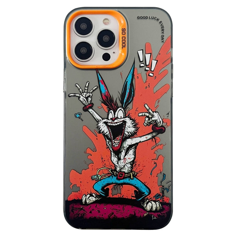 Double Layer Color Silver Series Animal Oil Painting Phone Case, For iPhone 15 Pro, For iPhone 14 Pro