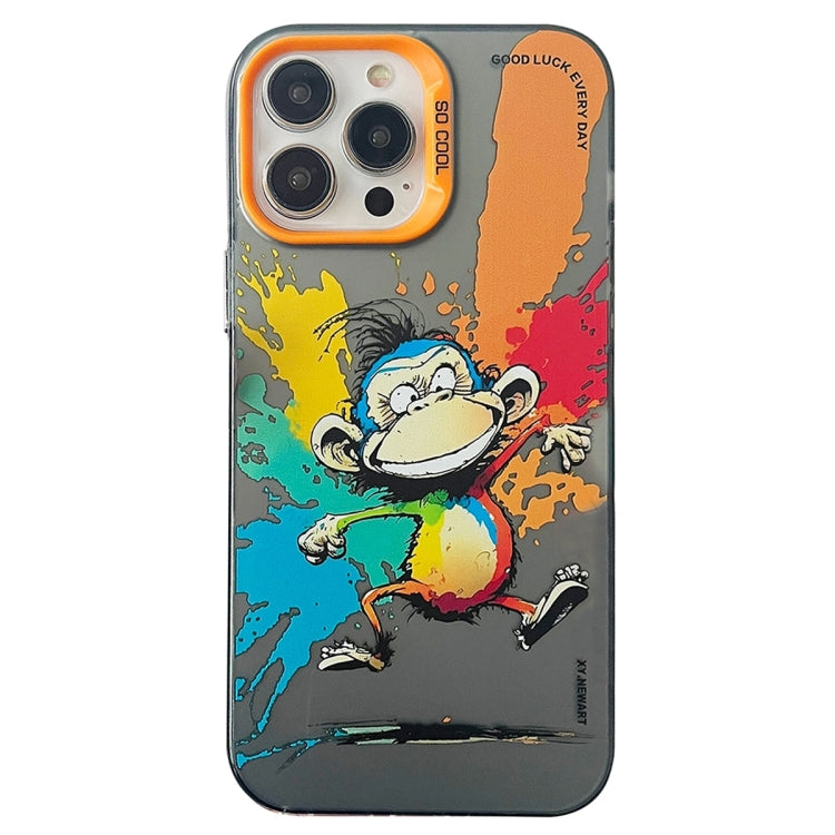 Double Layer Color Silver Series Animal Oil Painting Phone Case, For iPhone 15 Pro, For iPhone 14 Pro