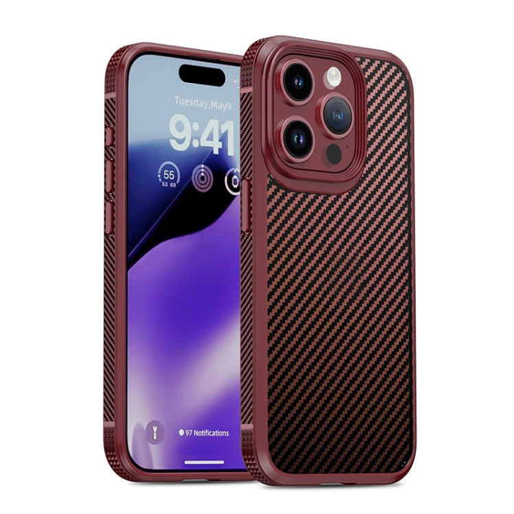iPAKY MG Series Carbon Fiber PC + TPU Protective Phone Case, For iPhone 15 Pro, For iPhone 15 Plus, For iPhone 15