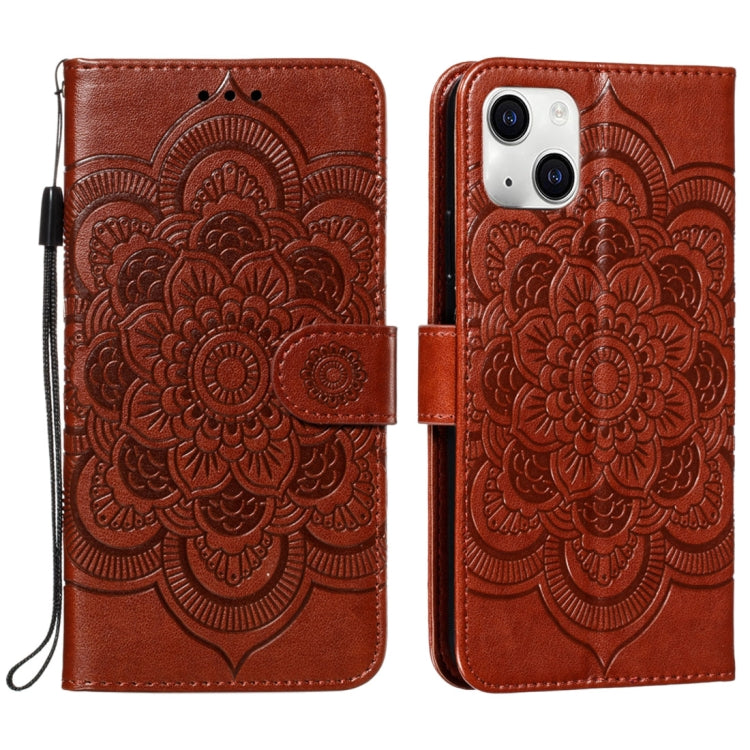 Mandala Embossing Pattern Horizontal Flip Leather Phone Case, For iPhone 15 Plus, For iPhone 15
