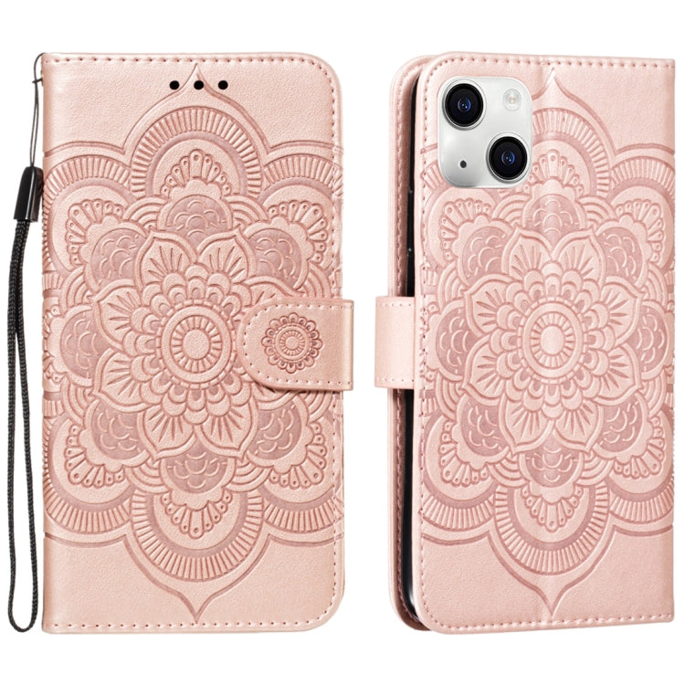 Mandala Embossing Pattern Horizontal Flip Leather Phone Case, For iPhone 15 Plus, For iPhone 15