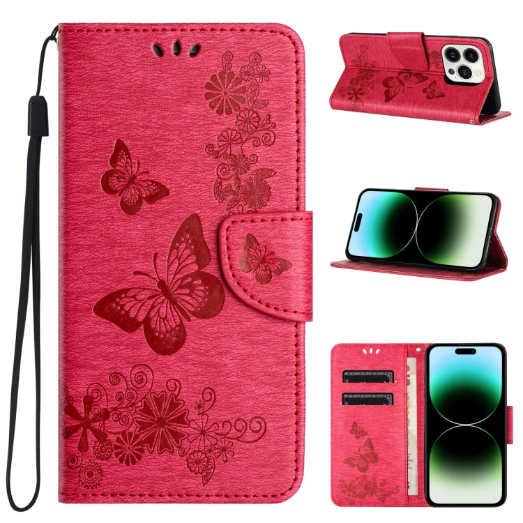 Butterfly Embossed Flip Leather Phone Case, For iPhone 15 Pro, For iPhone 15 Plus, For iPhone 15