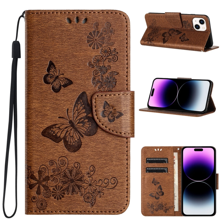 Butterfly Embossed Flip Leather Phone Case, For iPhone 15 Pro, For iPhone 15 Plus, For iPhone 15