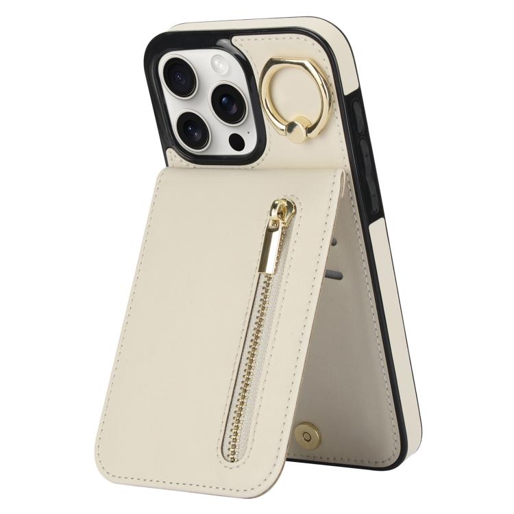 Retro Ring and Zipper RFID Card Slot Phone Case, For iPhone 15 Pro, For iPhone 15 Plus, For iPhone 15