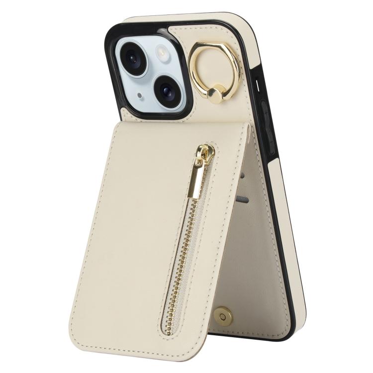 Retro Ring and Zipper RFID Card Slot Phone Case, For iPhone 15 Pro, For iPhone 15 Plus, For iPhone 15