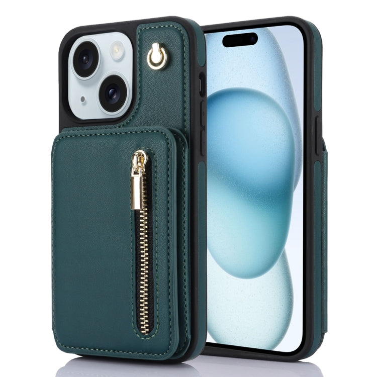 YM006 Skin Feel Zipper Card Bag Phone Case with Dual Lanyard, For iPhone 15 Plus, For iPhone 15, For iPhone 14 Plus, For iPhone 14, For iPhone 14 Pro, For iPhone 14 Pro Max
