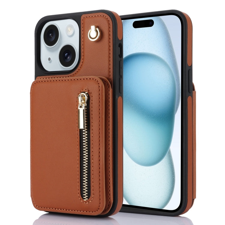 YM006 Skin Feel Zipper Card Bag Phone Case with Dual Lanyard, For iPhone 15 Plus, For iPhone 15, For iPhone 14 Plus, For iPhone 14, For iPhone 14 Pro, For iPhone 14 Pro Max