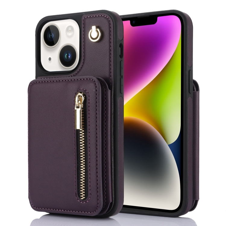 YM006 Skin Feel Zipper Card Bag Phone Case with Dual Lanyard, For iPhone 15 Plus, For iPhone 15, For iPhone 14 Plus, For iPhone 14, For iPhone 14 Pro, For iPhone 14 Pro Max