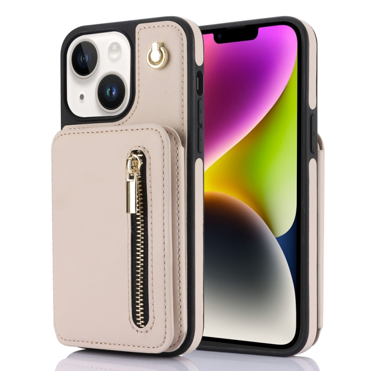 YM006 Skin Feel Zipper Card Bag Phone Case with Dual Lanyard, For iPhone 15 Plus, For iPhone 15, For iPhone 14 Plus, For iPhone 14, For iPhone 14 Pro, For iPhone 14 Pro Max