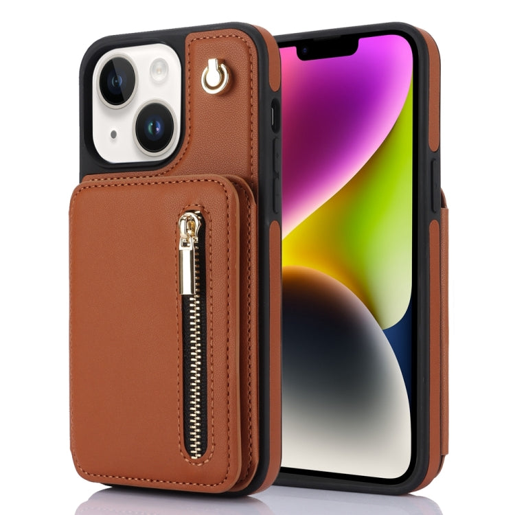 YM006 Skin Feel Zipper Card Bag Phone Case with Dual Lanyard, For iPhone 15 Plus, For iPhone 15, For iPhone 14 Plus, For iPhone 14, For iPhone 14 Pro, For iPhone 14 Pro Max