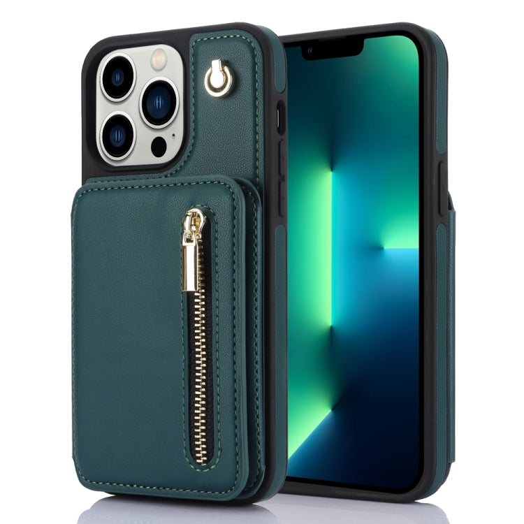 YM006 Skin Feel Zipper Card Bag Phone Case with Dual Lanyard, For iPhone SE 2022 / 2020 / 8 / 7, For iPhone 13 Pro Max, For iPhone 13 Pro, For iPhone 13, For iPhone 12 / 12 Pro, For iPhone 12 Pro Max
