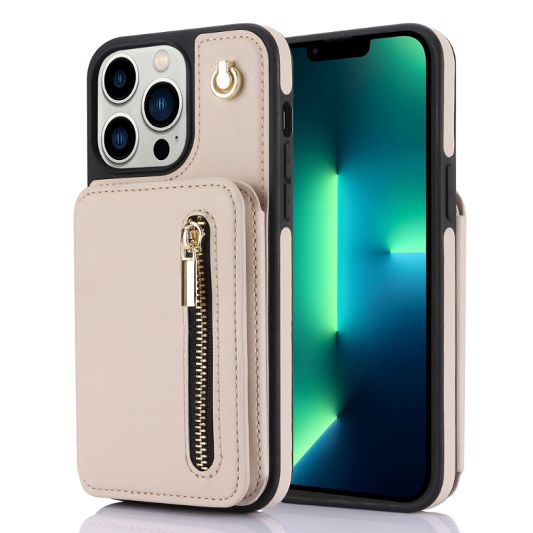 YM006 Skin Feel Zipper Card Bag Phone Case with Dual Lanyard, For iPhone SE 2022 / 2020 / 8 / 7, For iPhone 13 Pro Max, For iPhone 13 Pro, For iPhone 13, For iPhone 12 / 12 Pro, For iPhone 12 Pro Max