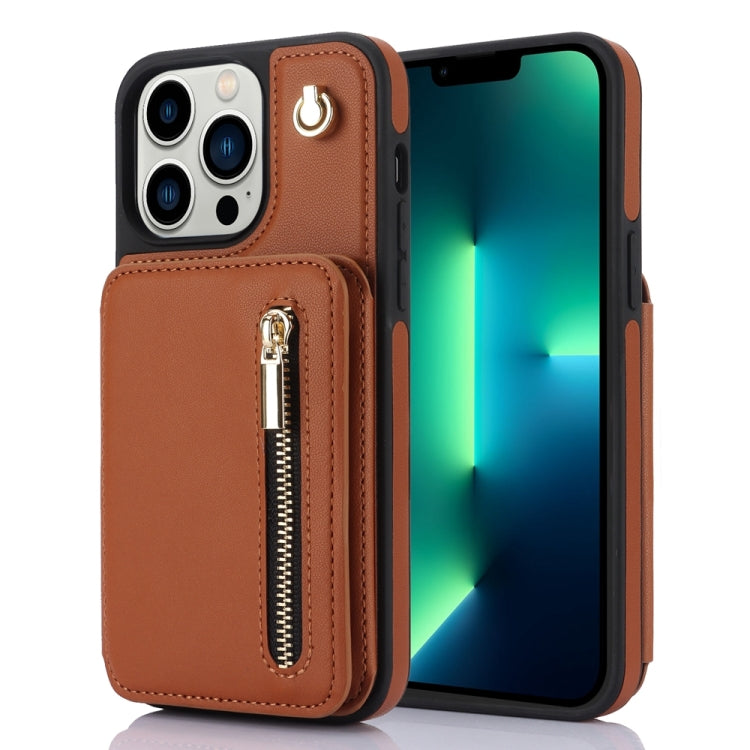 YM006 Skin Feel Zipper Card Bag Phone Case with Dual Lanyard, For iPhone SE 2022 / 2020 / 8 / 7, For iPhone 13 Pro Max, For iPhone 13 Pro, For iPhone 13, For iPhone 12 / 12 Pro, For iPhone 12 Pro Max