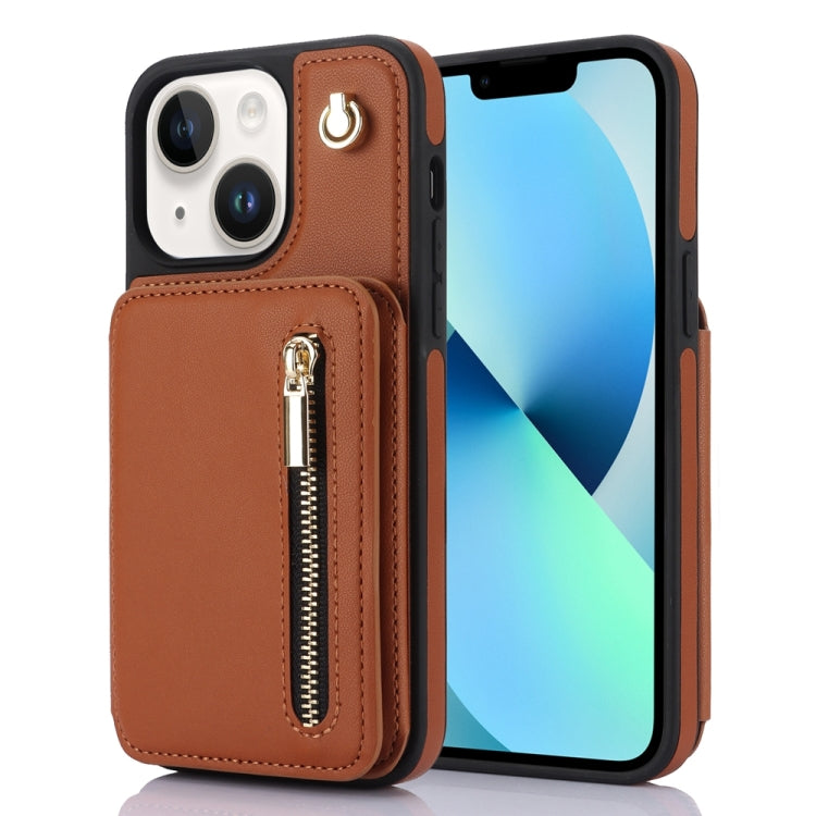 YM006 Skin Feel Zipper Card Bag Phone Case with Dual Lanyard, For iPhone SE 2022 / 2020 / 8 / 7, For iPhone 13 Pro Max, For iPhone 13 Pro, For iPhone 13, For iPhone 12 / 12 Pro, For iPhone 12 Pro Max