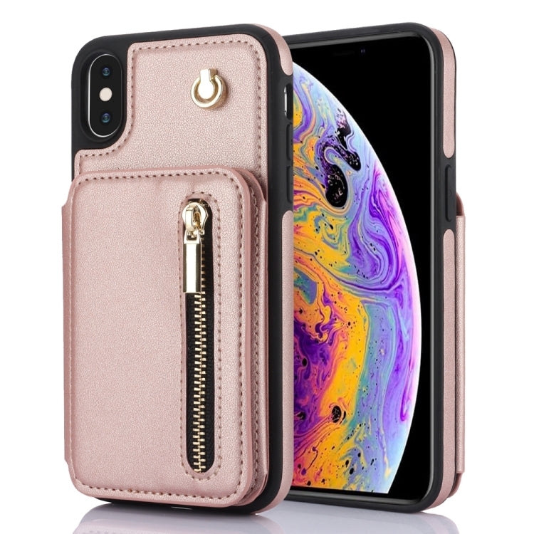 YM006 Skin Feel Zipper Card Bag Phone Case with Dual Lanyard, For iPhone 11 Pro Max, For iPhone 11, For iPhone 11 Pro, For iPhone X / XS, For iPhone XR, For iPhone XS Max