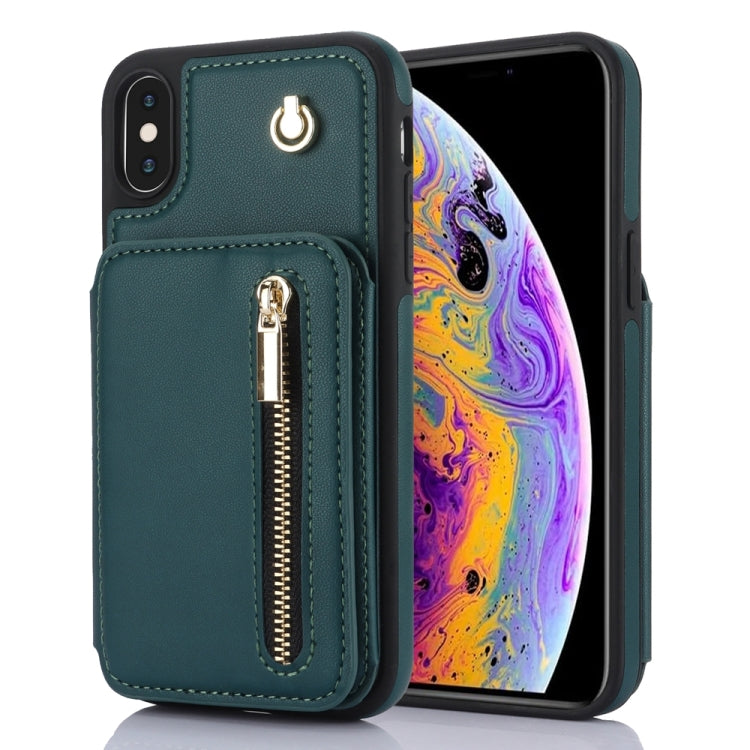 YM006 Skin Feel Zipper Card Bag Phone Case with Dual Lanyard, For iPhone 11 Pro Max, For iPhone 11, For iPhone 11 Pro, For iPhone X / XS, For iPhone XR, For iPhone XS Max