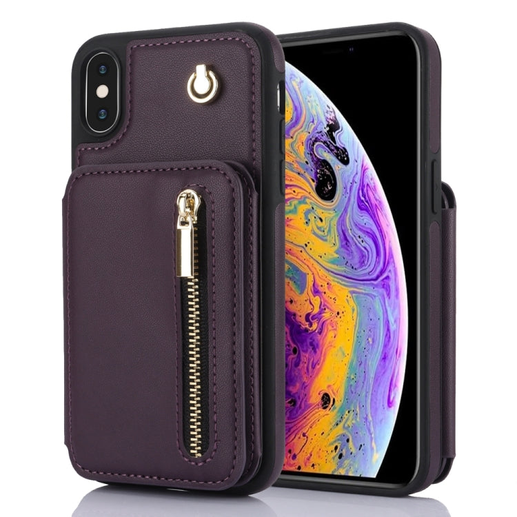 YM006 Skin Feel Zipper Card Bag Phone Case with Dual Lanyard, For iPhone 11 Pro Max, For iPhone 11, For iPhone 11 Pro, For iPhone X / XS, For iPhone XR, For iPhone XS Max