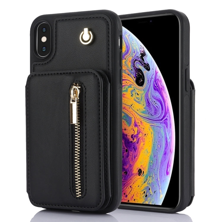 YM006 Skin Feel Zipper Card Bag Phone Case with Dual Lanyard, For iPhone 11 Pro Max, For iPhone 11, For iPhone 11 Pro, For iPhone X / XS, For iPhone XR, For iPhone XS Max