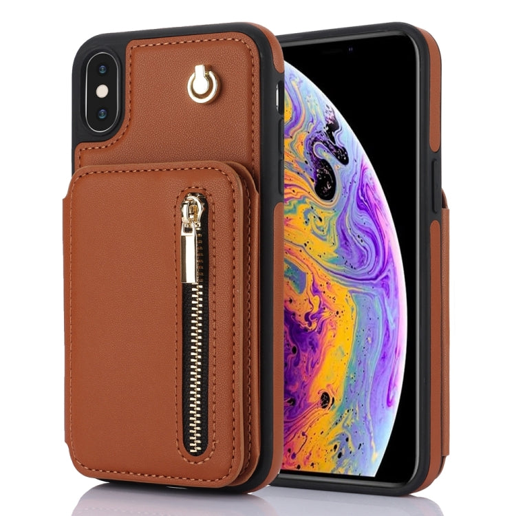 YM006 Skin Feel Zipper Card Bag Phone Case with Dual Lanyard, For iPhone 11 Pro Max, For iPhone 11, For iPhone 11 Pro, For iPhone X / XS, For iPhone XR, For iPhone XS Max