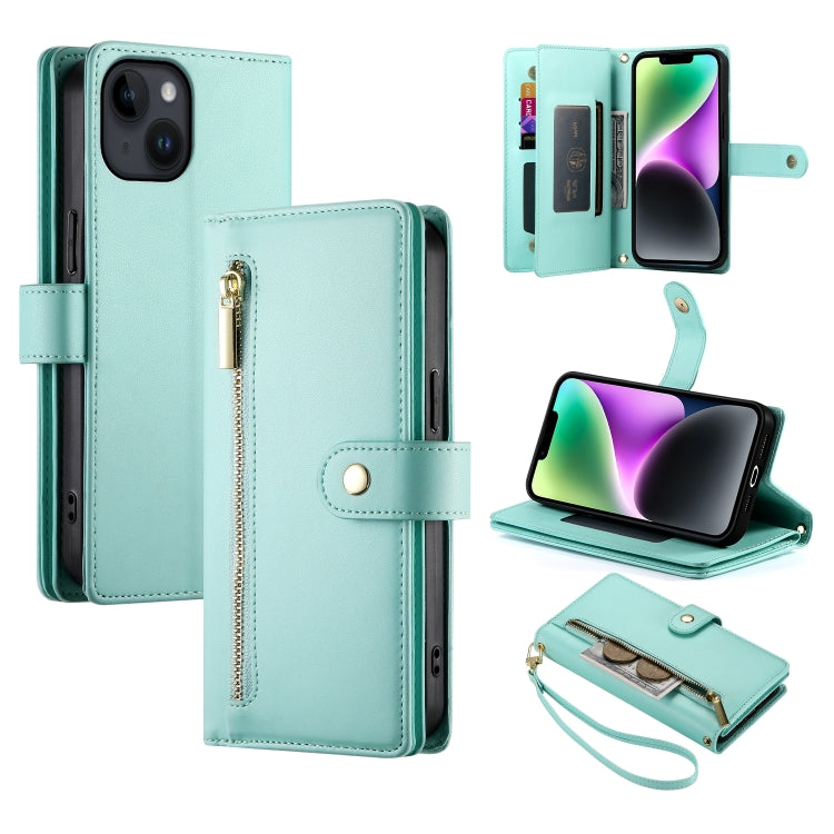 Nine Card-slot Zipper Wallet Bag Leather Phone Case