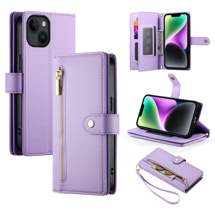 Nine Card-slot Zipper Wallet Bag Leather Phone Case