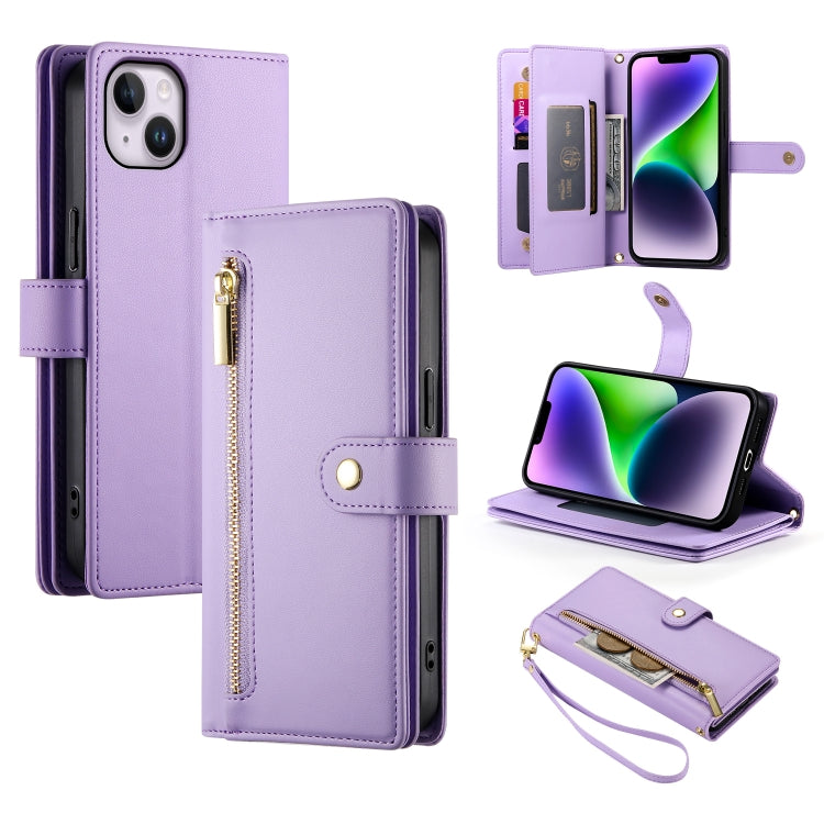 Nine Card-slot Zipper Wallet Bag Leather Phone Case