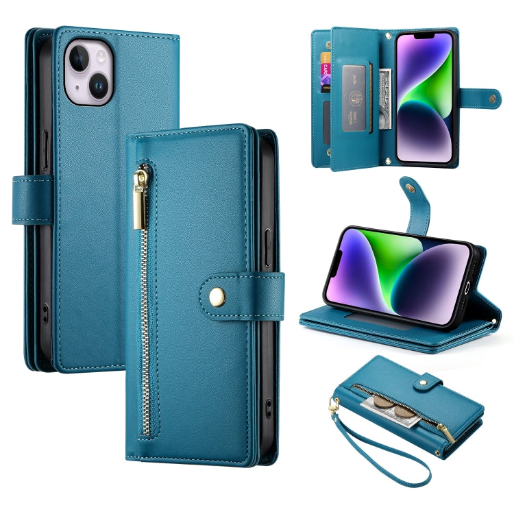 Nine Card-slot Zipper Wallet Bag Leather Phone Case