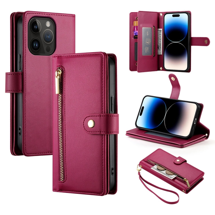 Nine Card-slot Zipper Wallet Bag Leather Phone Case