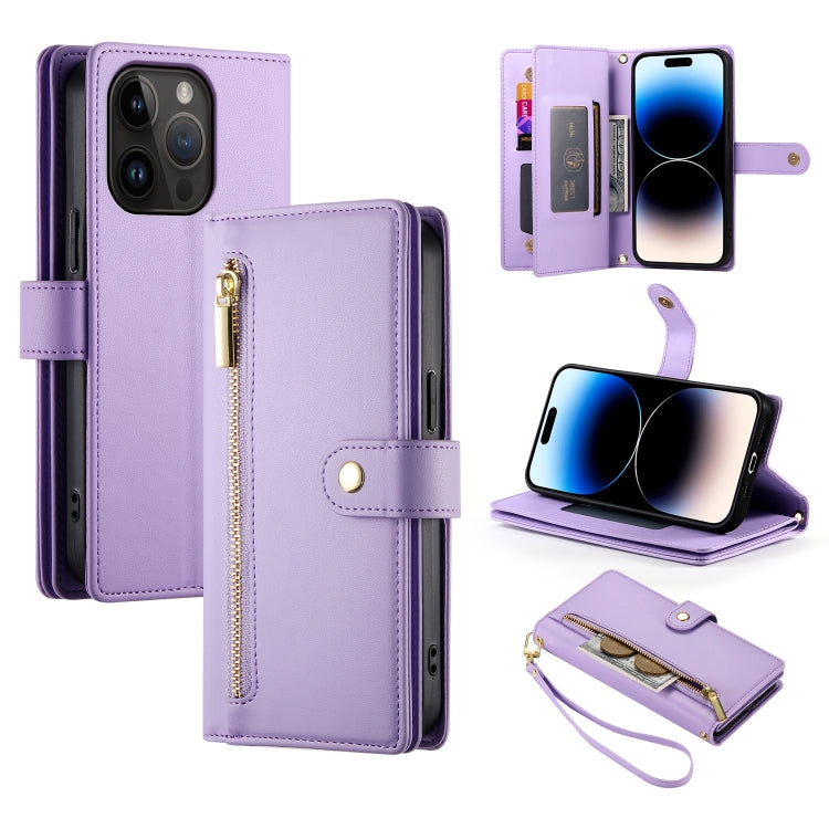 Nine Card-slot Zipper Wallet Bag Leather Phone Case