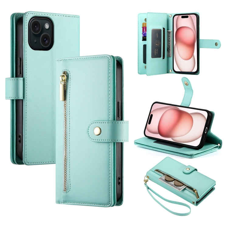 Nine Card-slot Zipper Wallet Bag Leather Phone Case