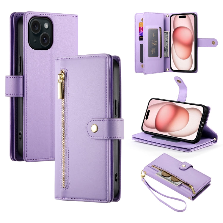 Nine Card-slot Zipper Wallet Bag Leather Phone Case