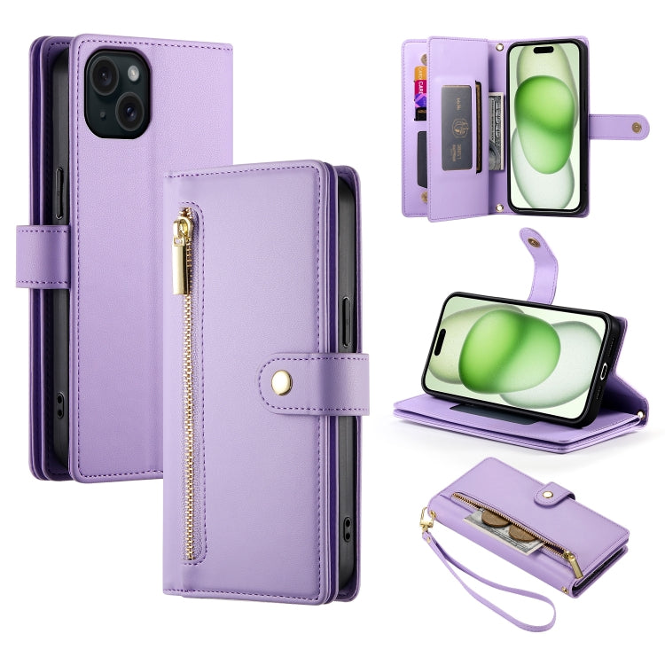 Nine Card-slot Zipper Wallet Bag Leather Phone Case