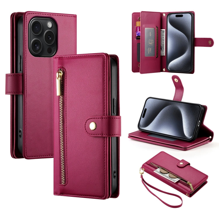 Nine Card-slot Zipper Wallet Bag Leather Phone Case