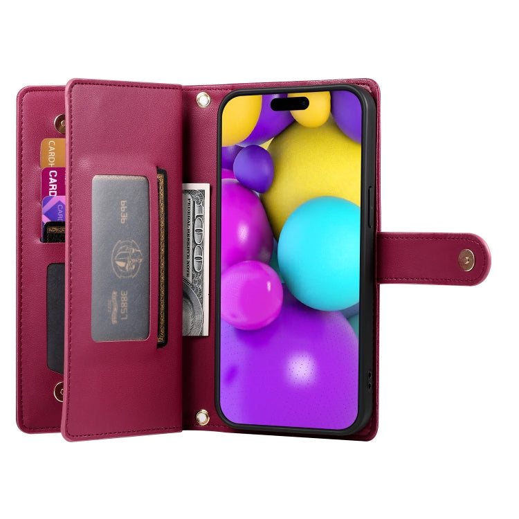 Nine Card-slot Zipper Wallet Bag Leather Phone Case