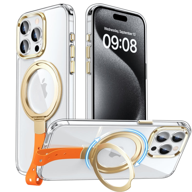 Holder Hand Strap MagSafe Transparent Phone Case, For iPhone 15 Pro Max, For iPhone 15 Pro