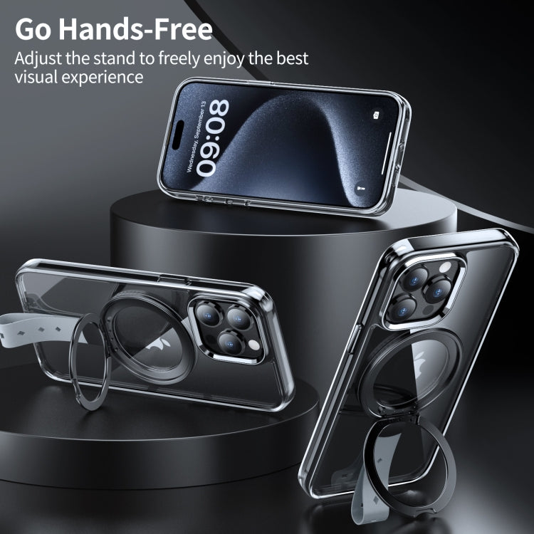 Holder Hand Strap MagSafe Transparent Phone Case, For iPhone 15 Pro Max, For iPhone 15 Pro