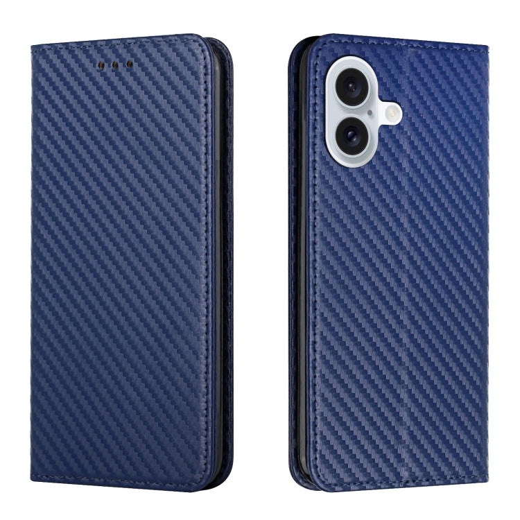 Carbon Fiber Texture Magnetic Flip Leather Phone Case, For iPhone 16e, For iPhone 16 Pro Max, For iPhone 16 Pro, For iPhone 16 Plus, For iPhone 16