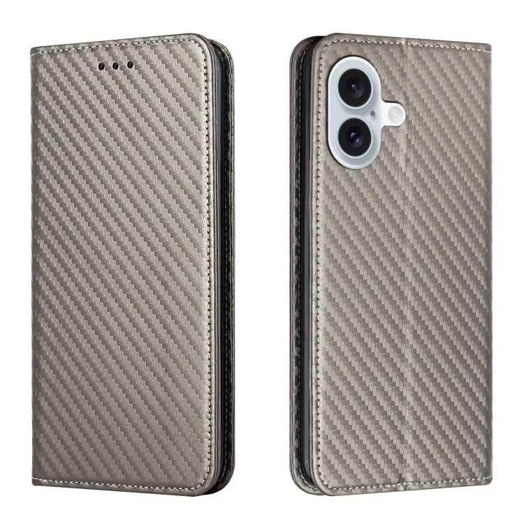 Carbon Fiber Texture Magnetic Flip Leather Phone Case, For iPhone 16e, For iPhone 16 Pro Max, For iPhone 16 Pro, For iPhone 16 Plus, For iPhone 16