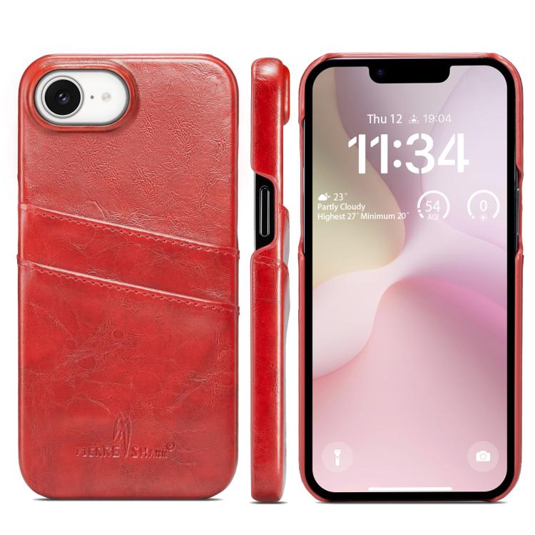 Fierre Shann Retro Oil Wax Texture Card Slots PU Leather Phone Case