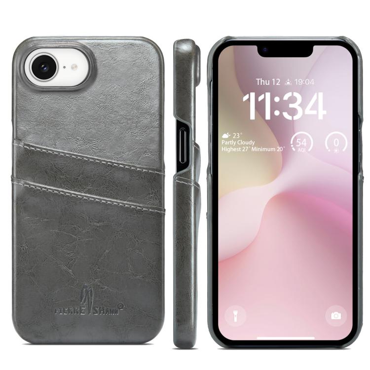 Fierre Shann Retro Oil Wax Texture Card Slots PU Leather Phone Case