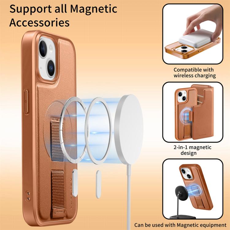 CaseNeo Finger Grip Strap MagSafe Leather Phone Case