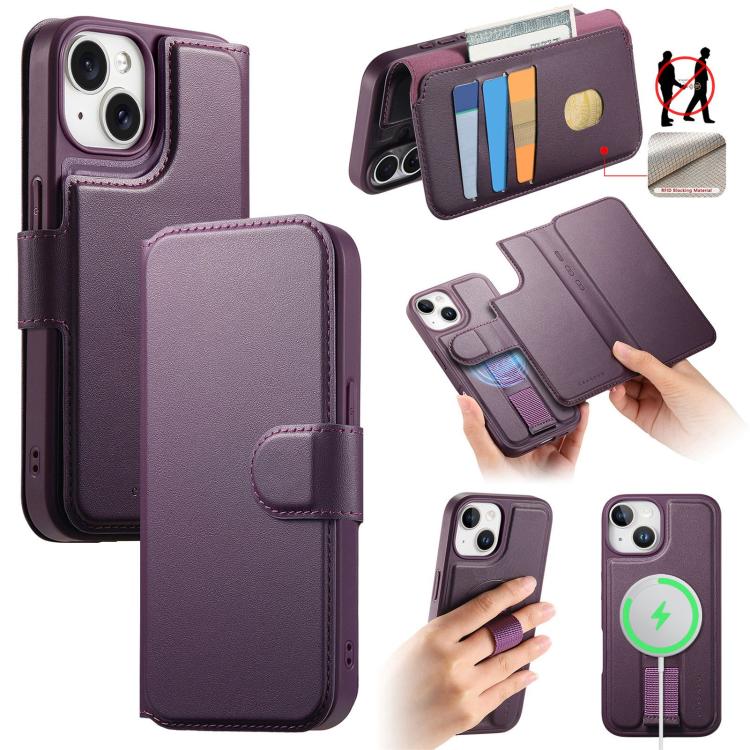 CaseNeo Finger Grip Strap MagSafe Leather Phone Case