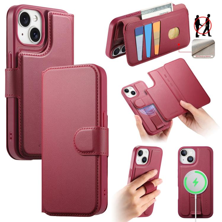 CaseNeo Finger Grip Strap MagSafe Leather Phone Case