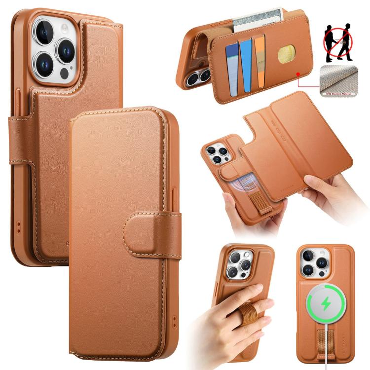 CaseNeo Finger Grip Strap MagSafe Leather Phone Case