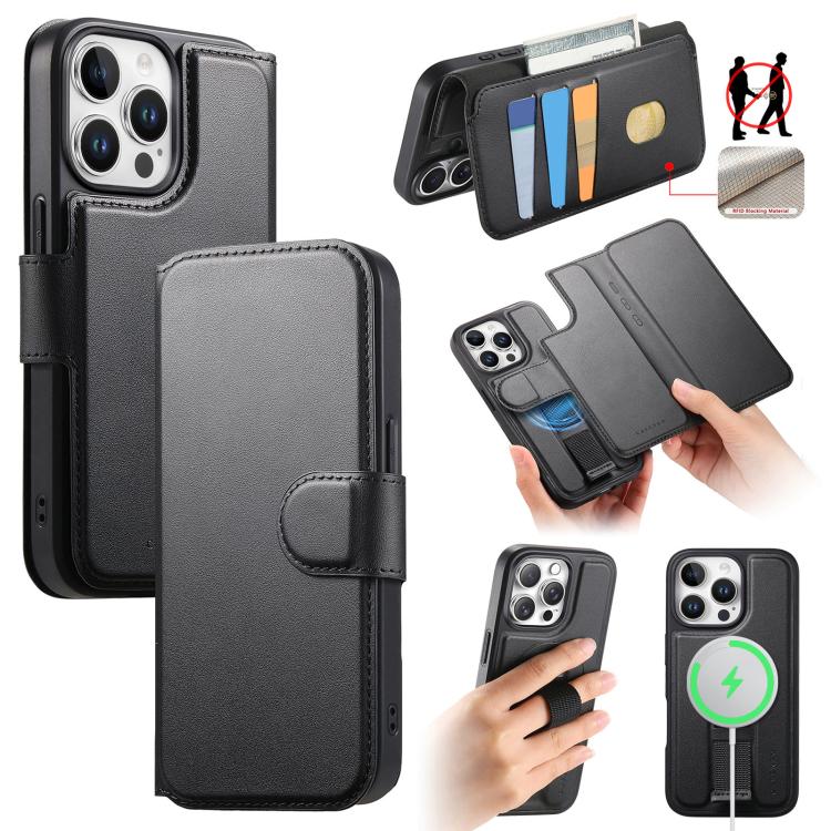 CaseNeo Finger Grip Strap MagSafe Leather Phone Case