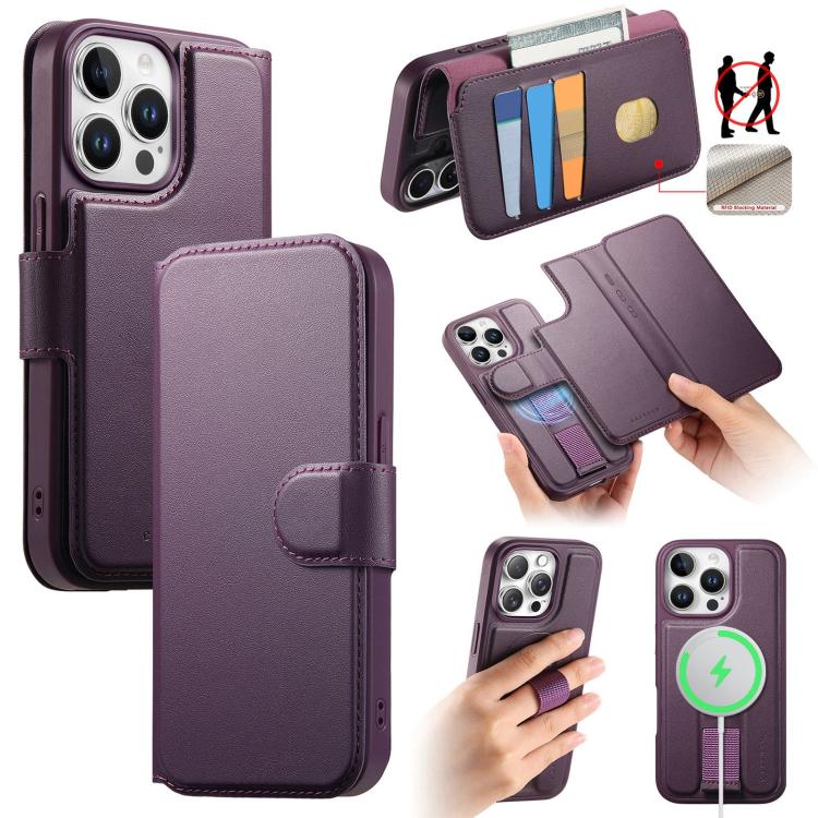 CaseNeo Finger Grip Strap MagSafe Leather Phone Case