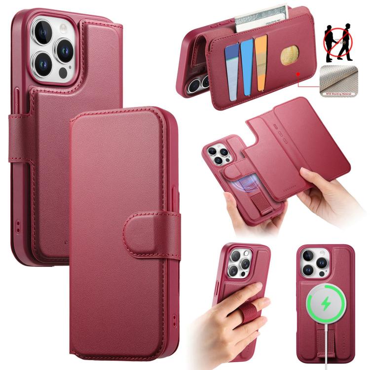 CaseNeo Finger Grip Strap MagSafe Leather Phone Case