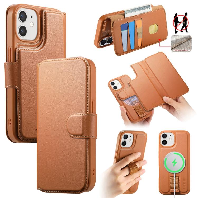 CaseNeo Finger Grip Strap MagSafe Leather Phone Case