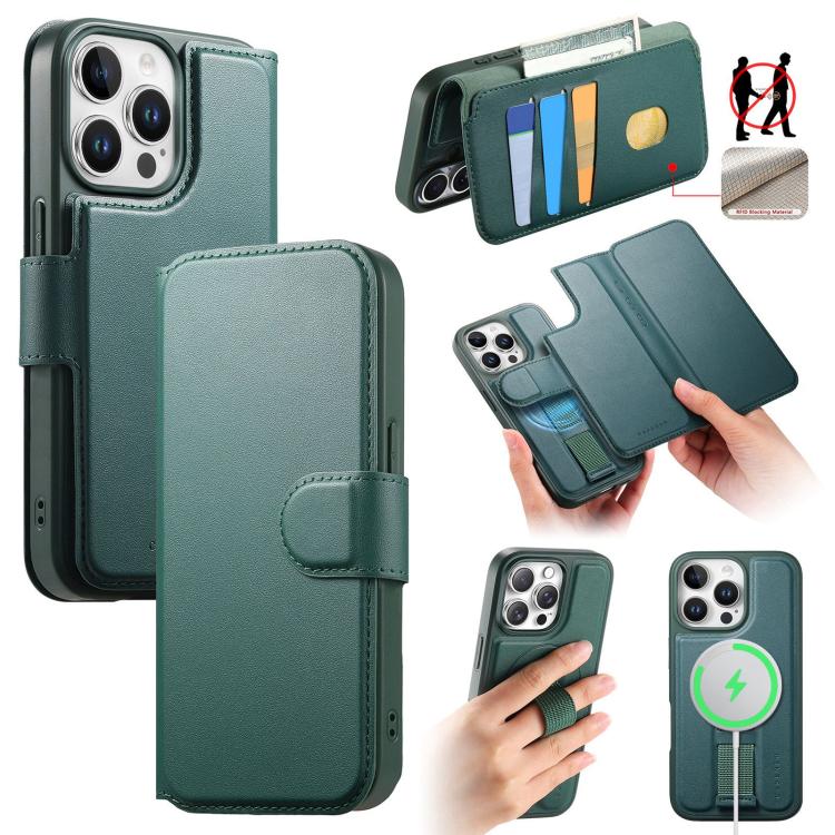 CaseNeo Finger Grip Strap MagSafe Leather Phone Case