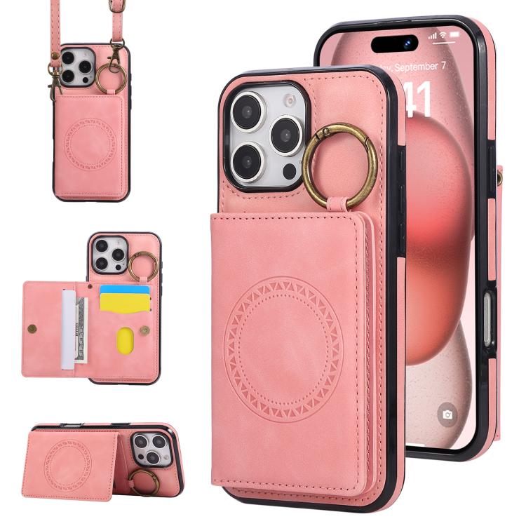 Car Magnetic Ring Buckle Card Bag Phone Case with Lanyard